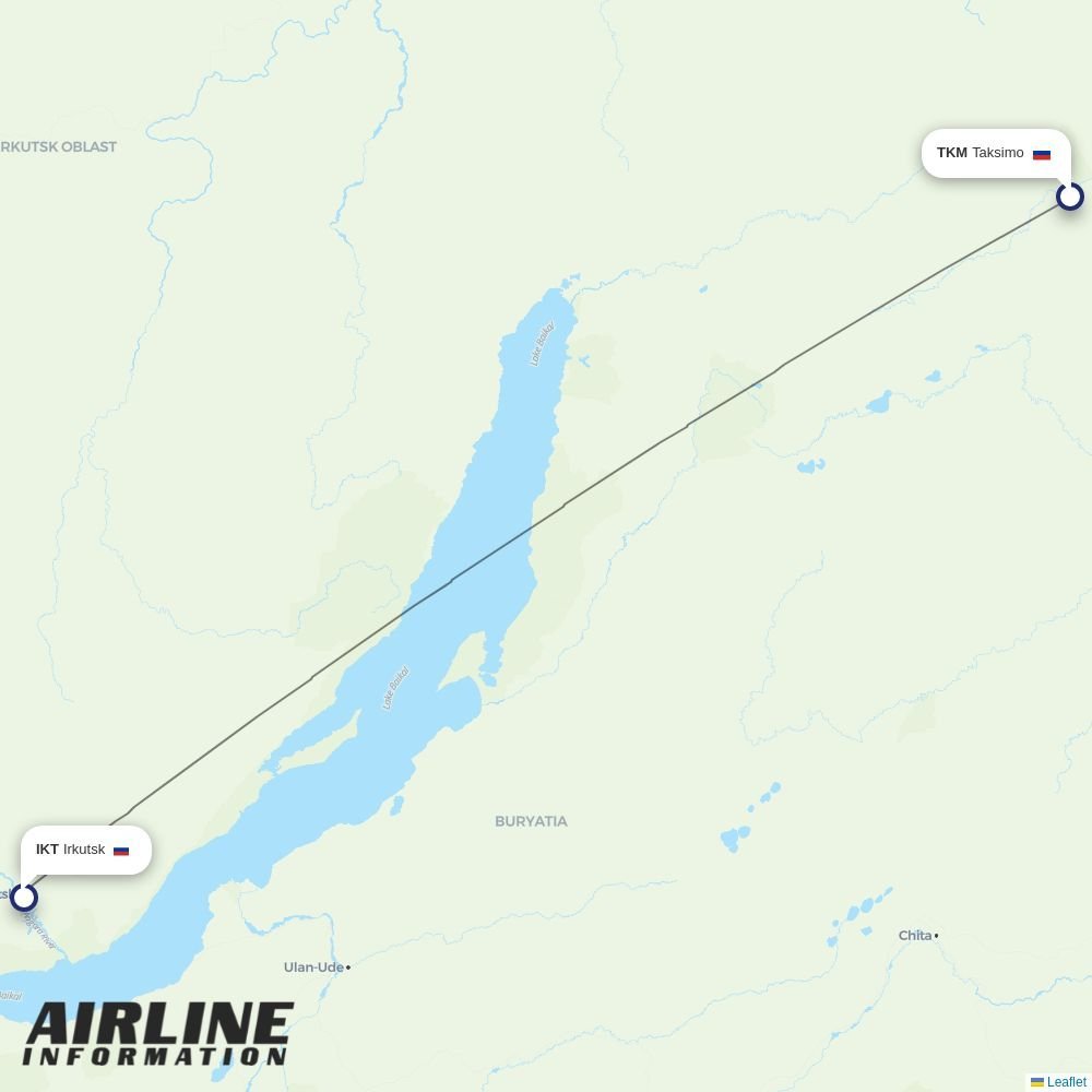 IrAero routes from TKM