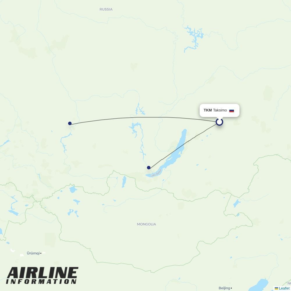 KrasAvia routes from TKM