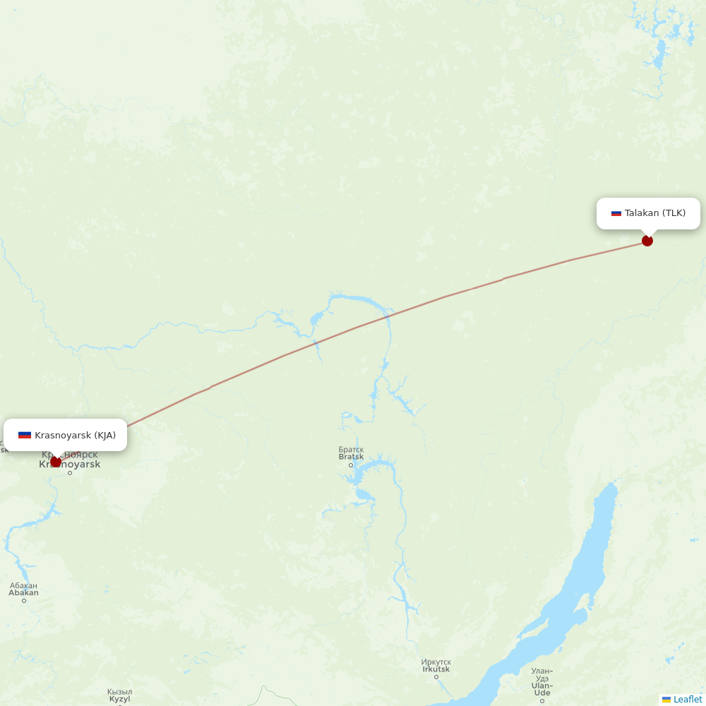 KrasAvia at TLK route map