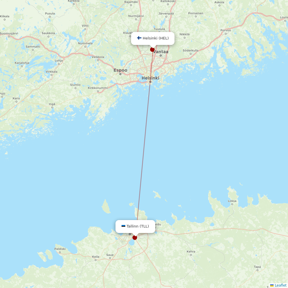 Finnair at TLL route map