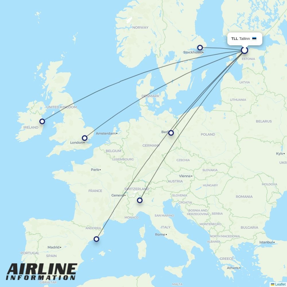 Ryanair routes from TLL