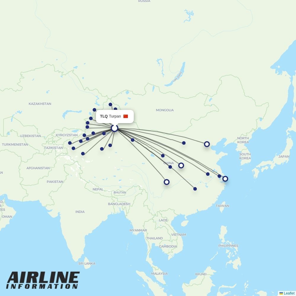 Spring Airlines routes from TLQ