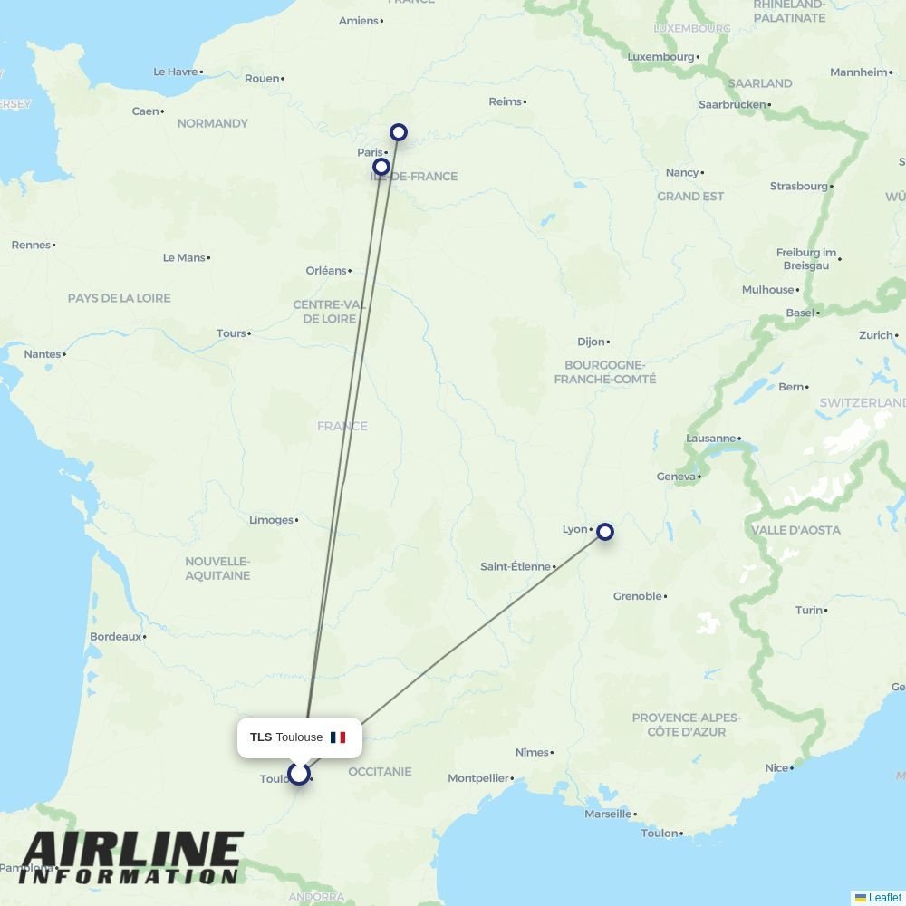 Air France routes from TLS