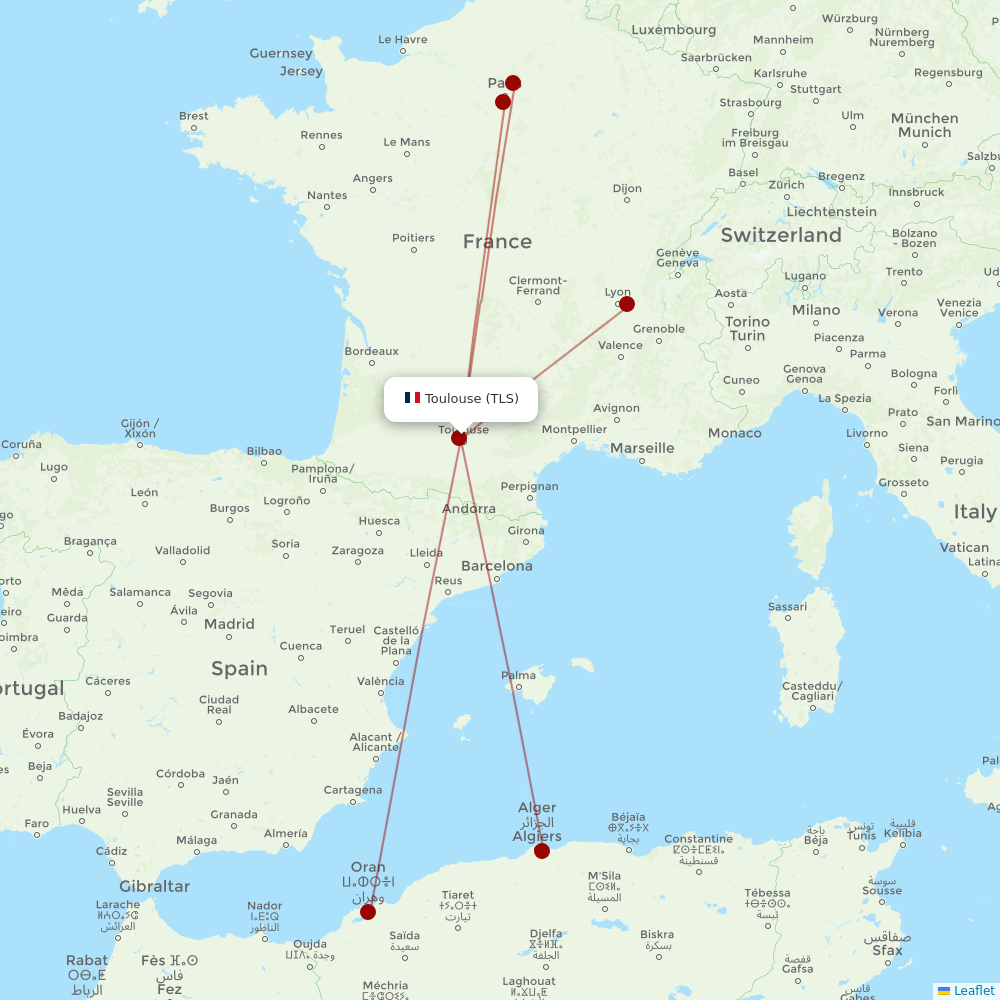 Air France at TLS route map