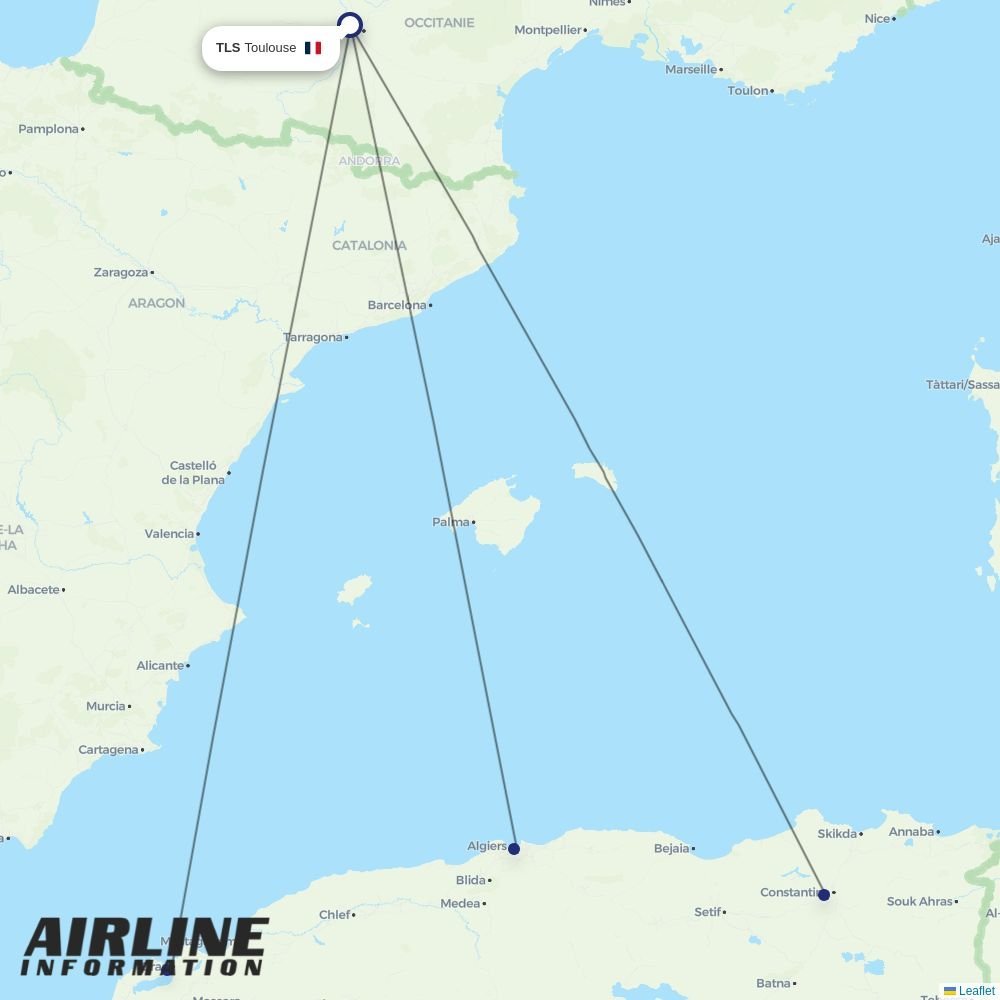 Air Algerie routes from TLS