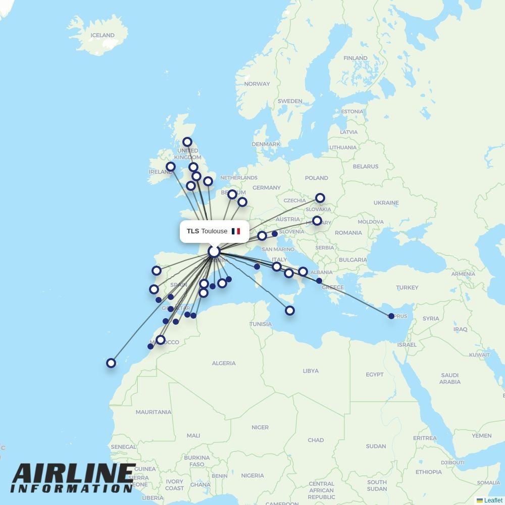 Ryanair routes from TLS