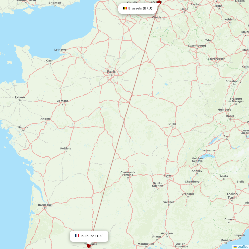 Brussels Airlines at TLS route map