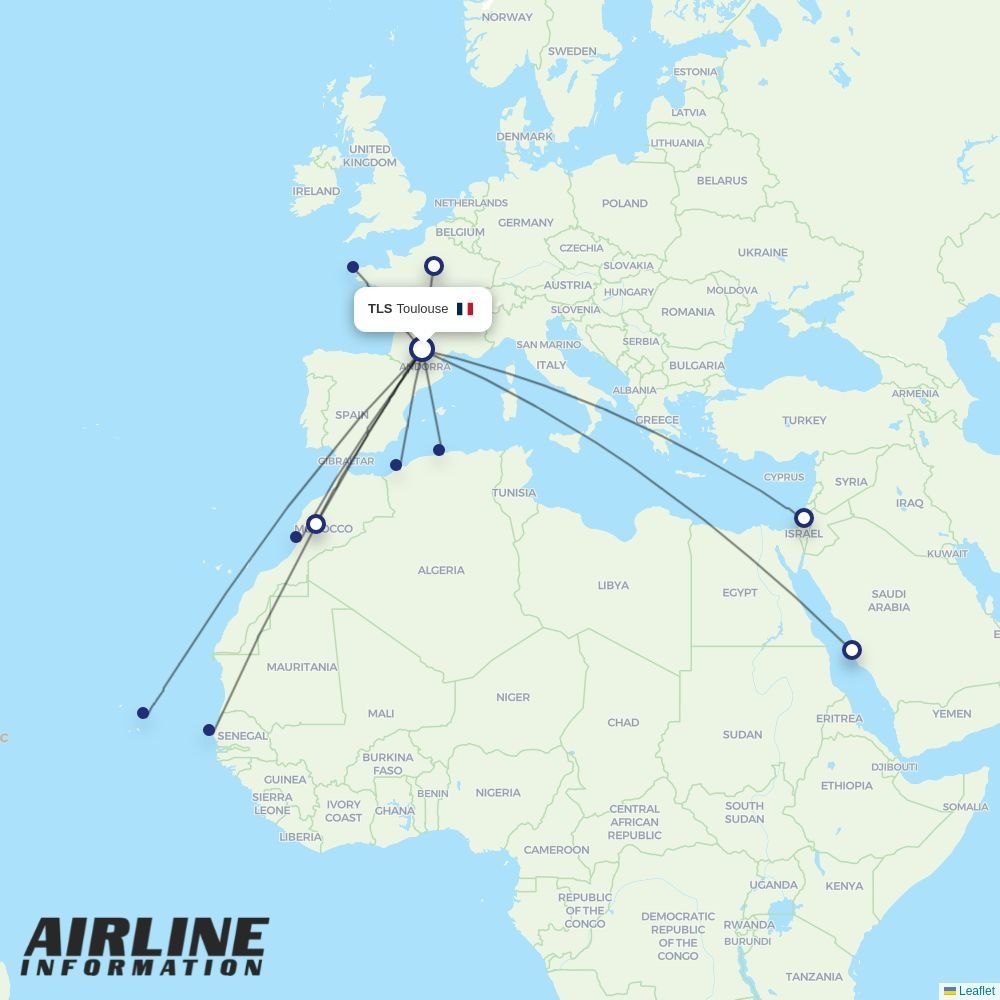 Transavia France routes from TLS