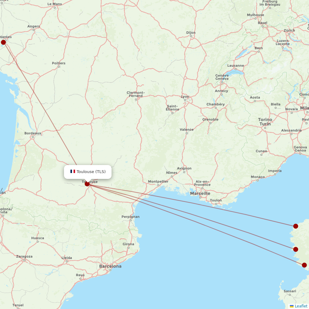 Air Corsica at TLS route map