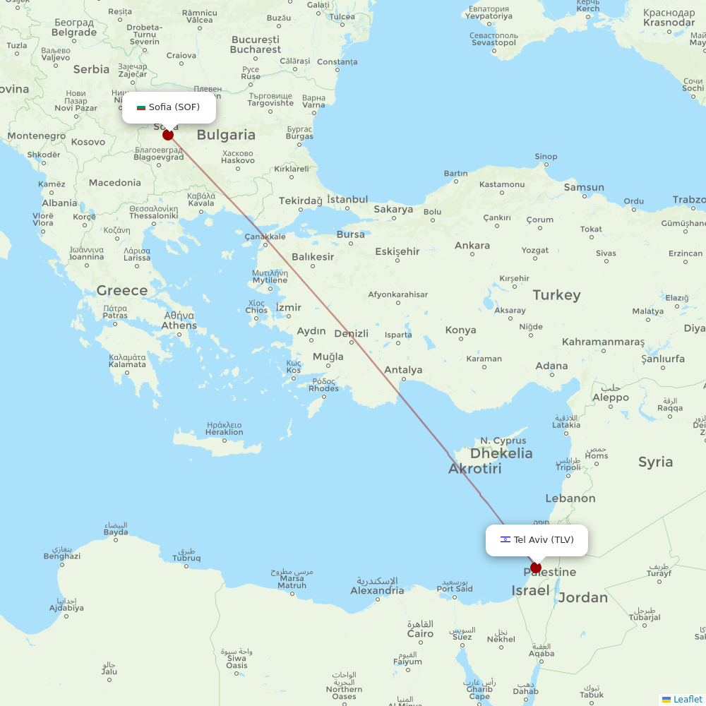 Bulgaria Air at TLV route map