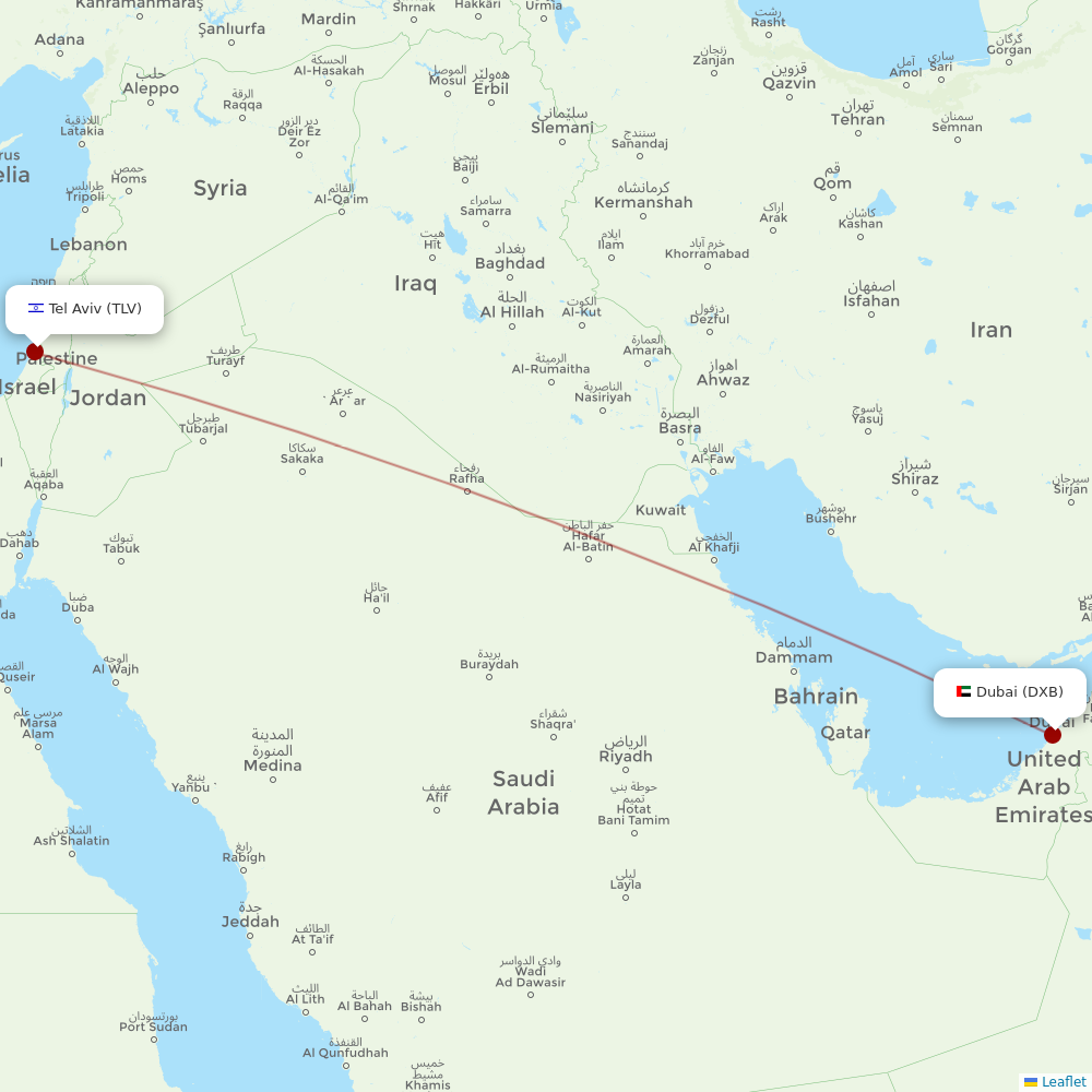 flydubai at TLV route map