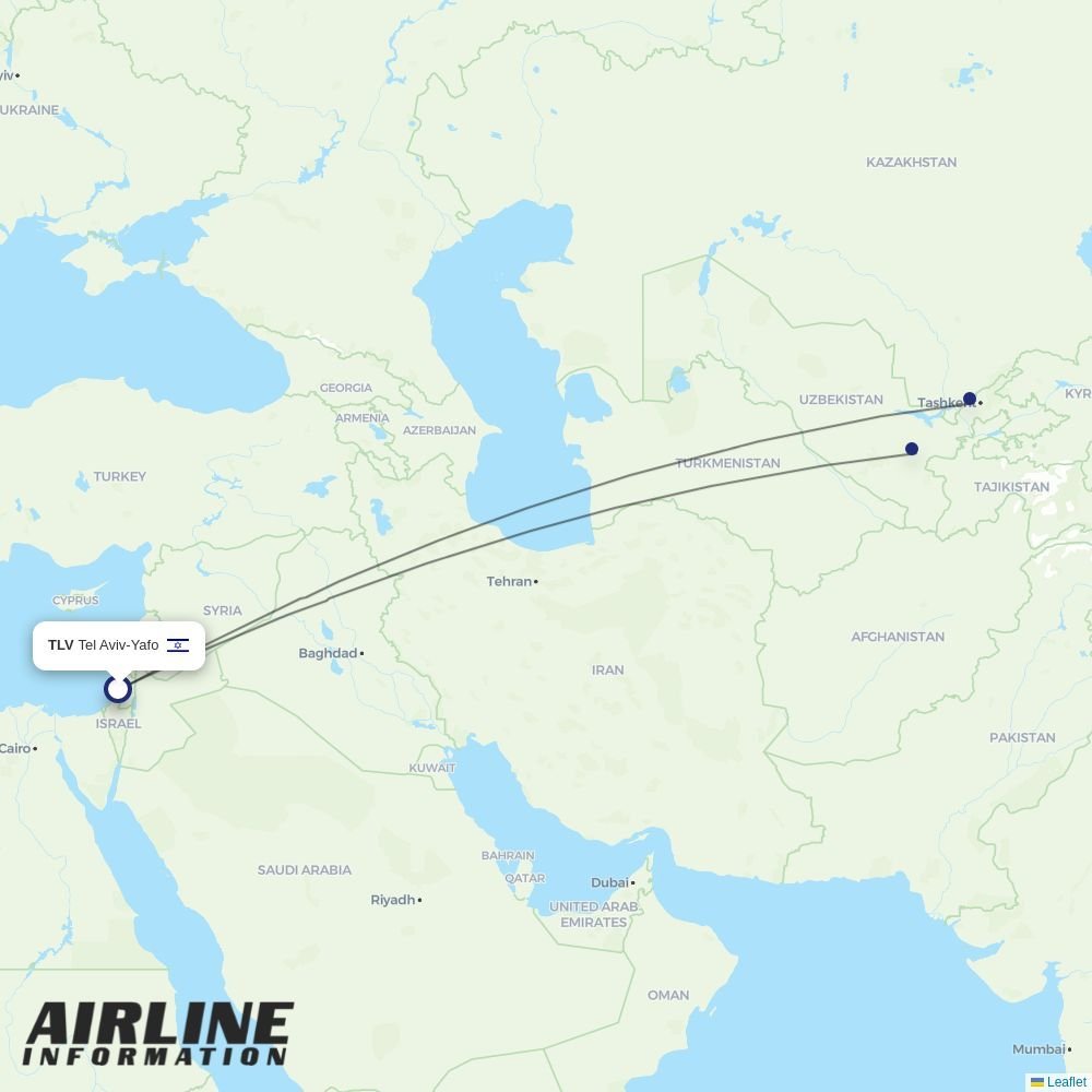 Taban Air routes from TLV