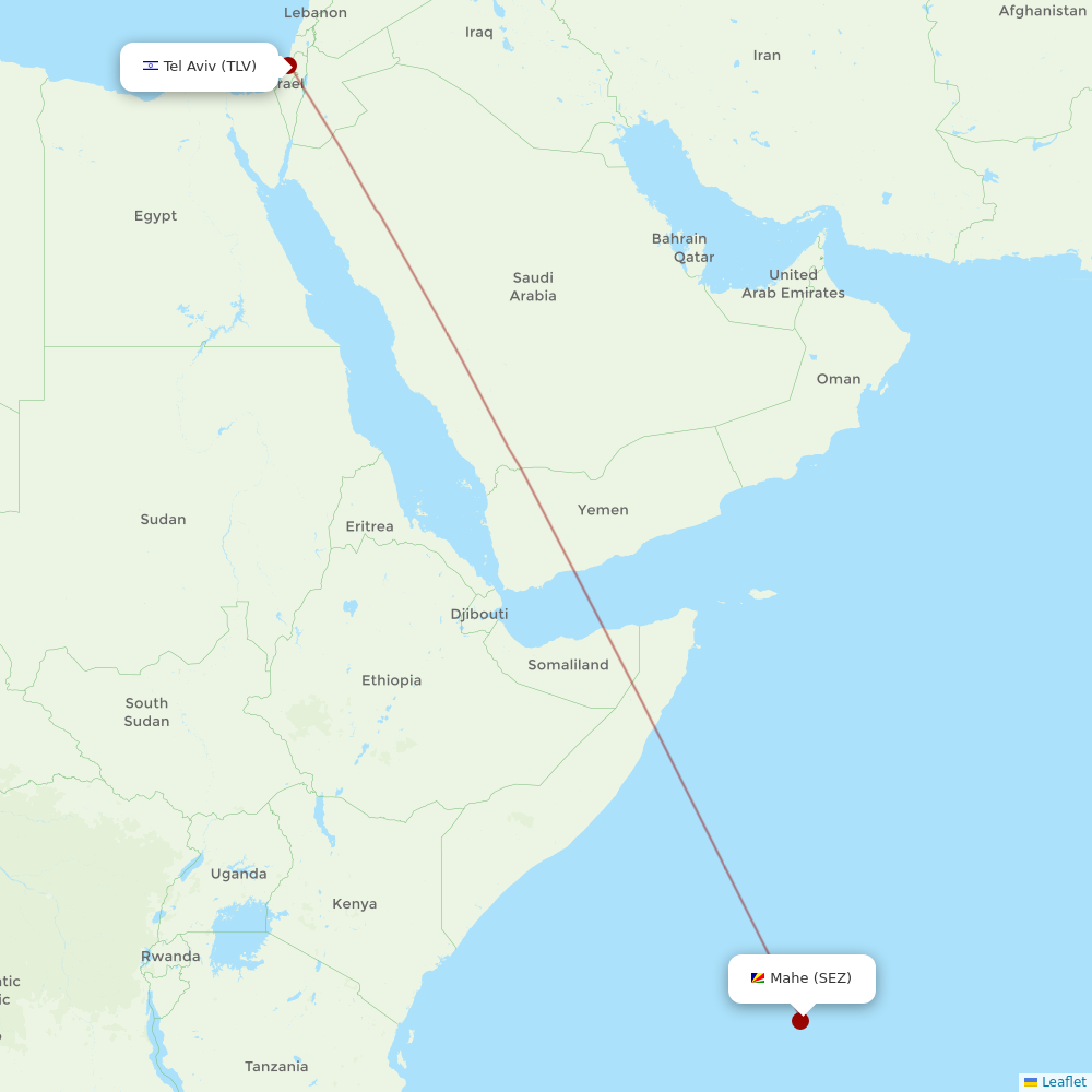 Air Seychelles at TLV route map