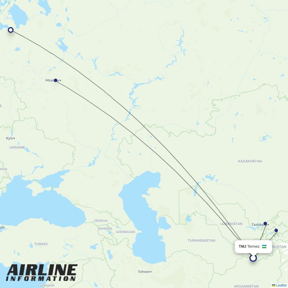 Uzbekistan Airways routes from TMJ