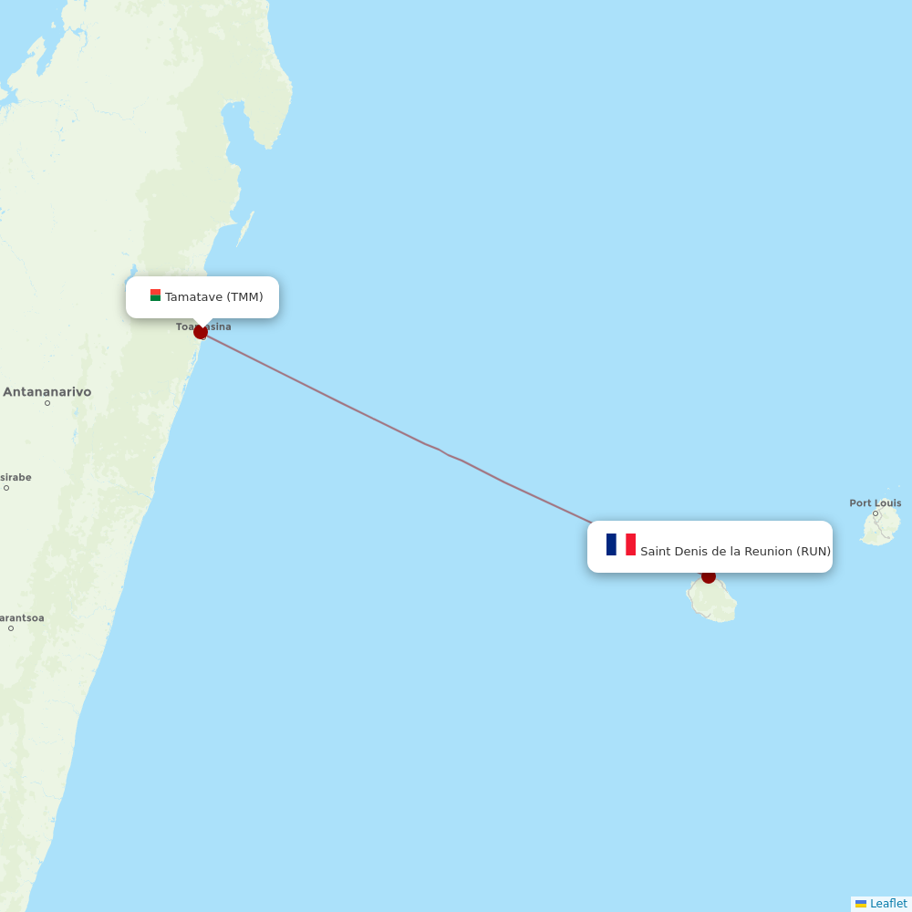 Air Madagascar at TMM route map