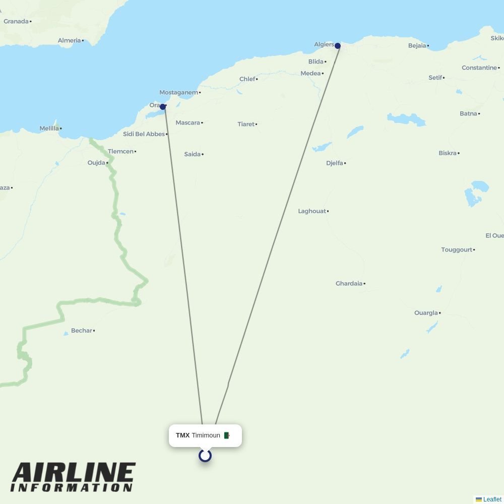 Air Algerie routes from TMX