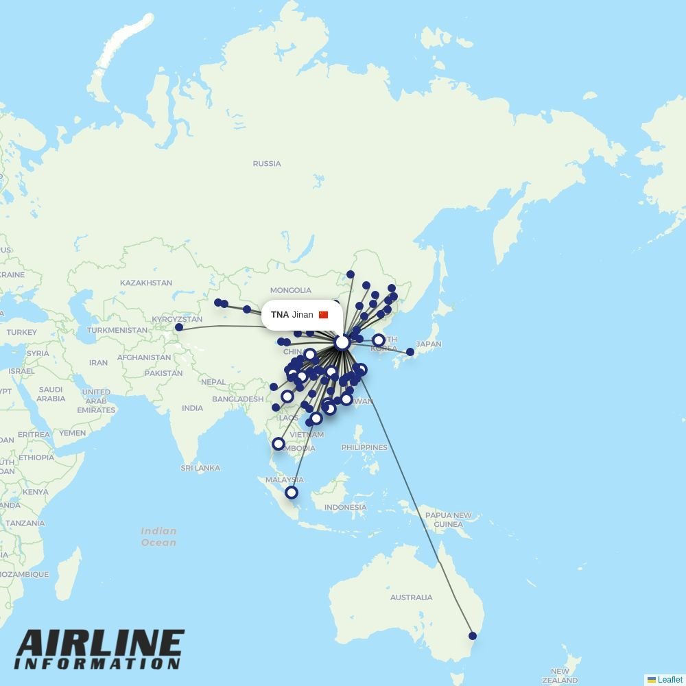 Shandong Airlines routes from TNA