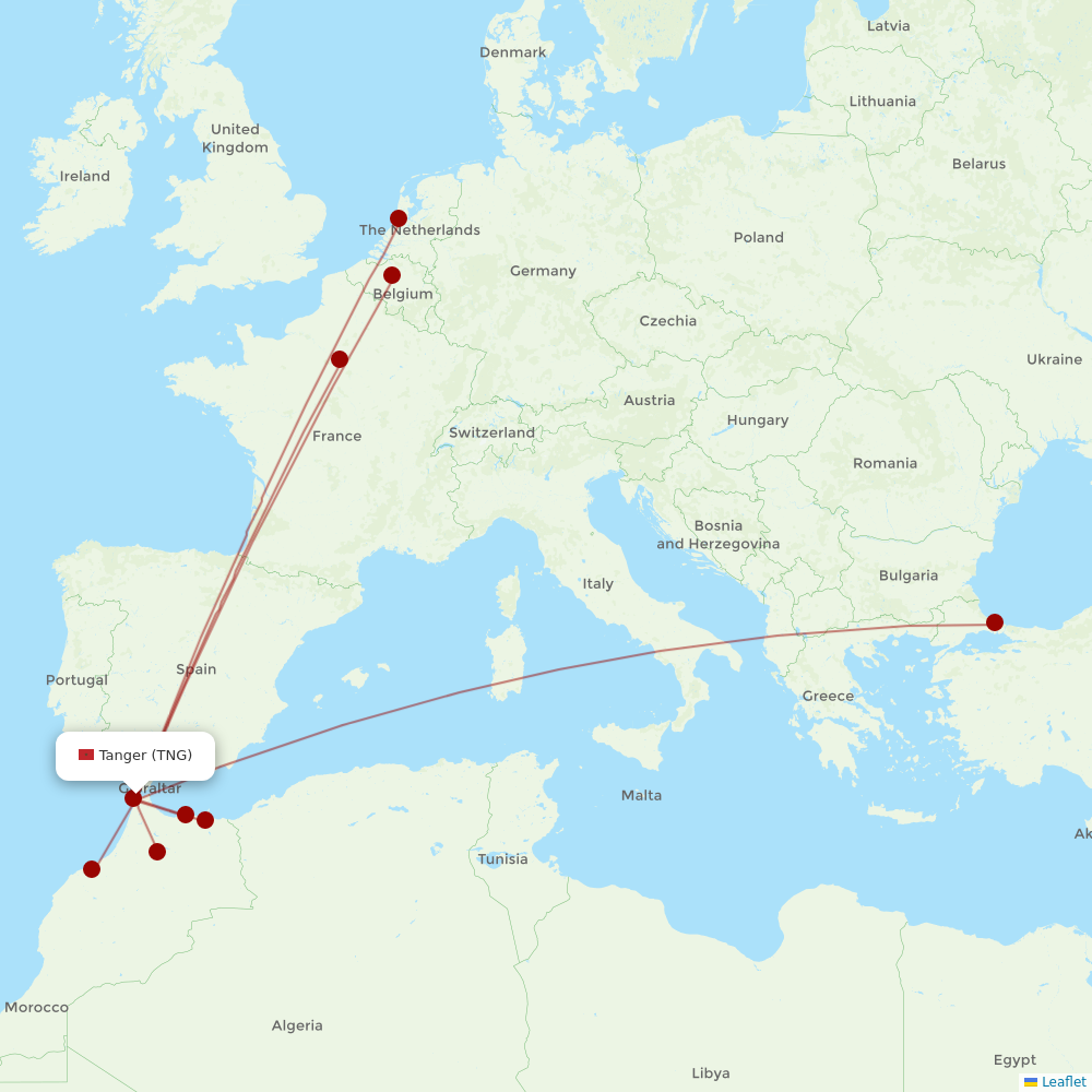 Royal Air Maroc at TNG route map