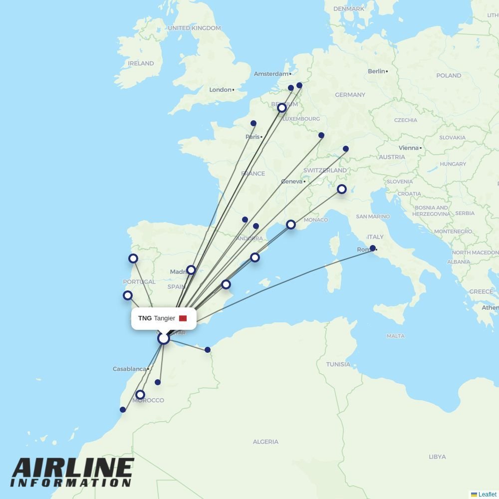 Ryanair routes from TNG