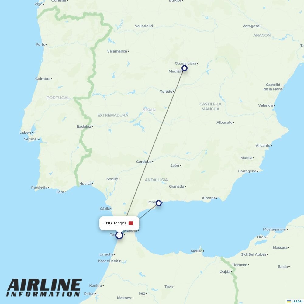 Iberia routes from TNG