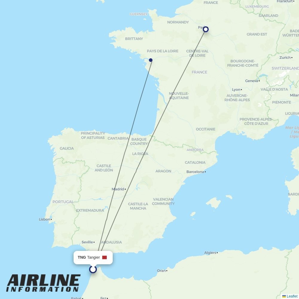 Transavia France routes from TNG