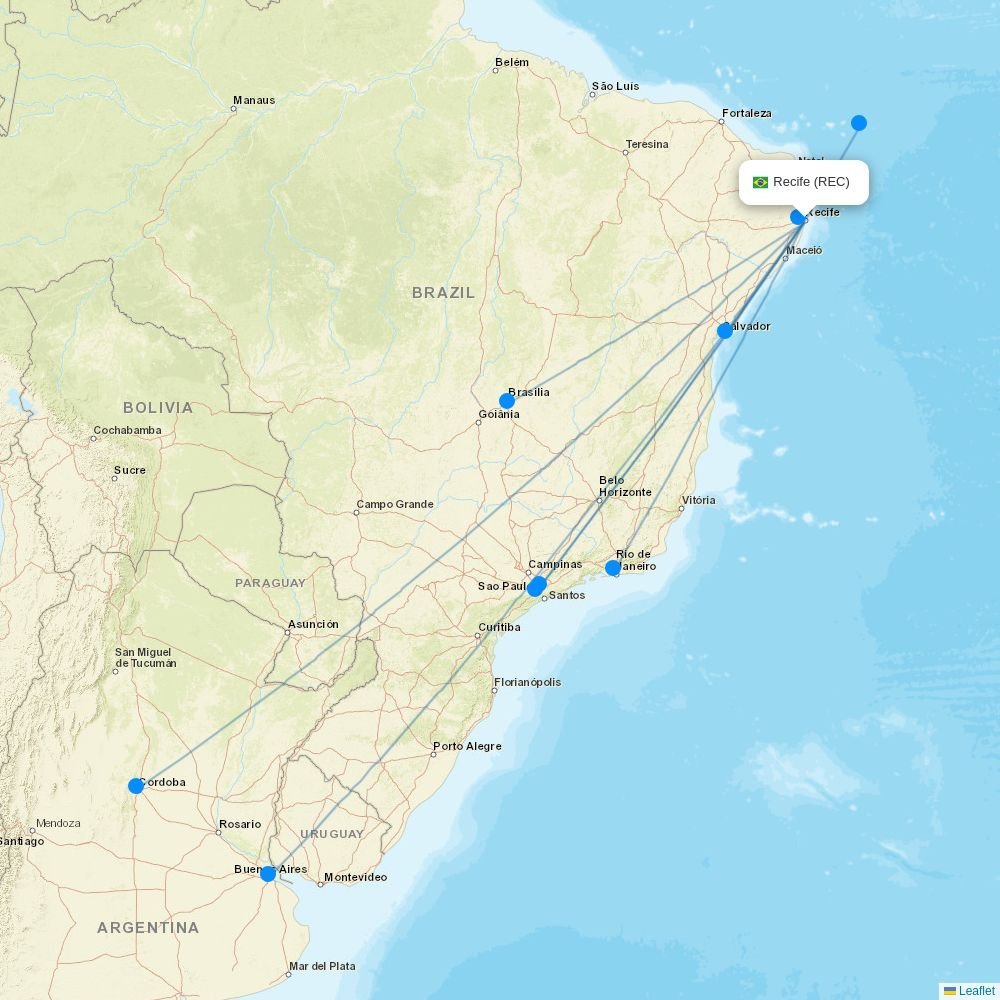 UNI Air routes from TNN