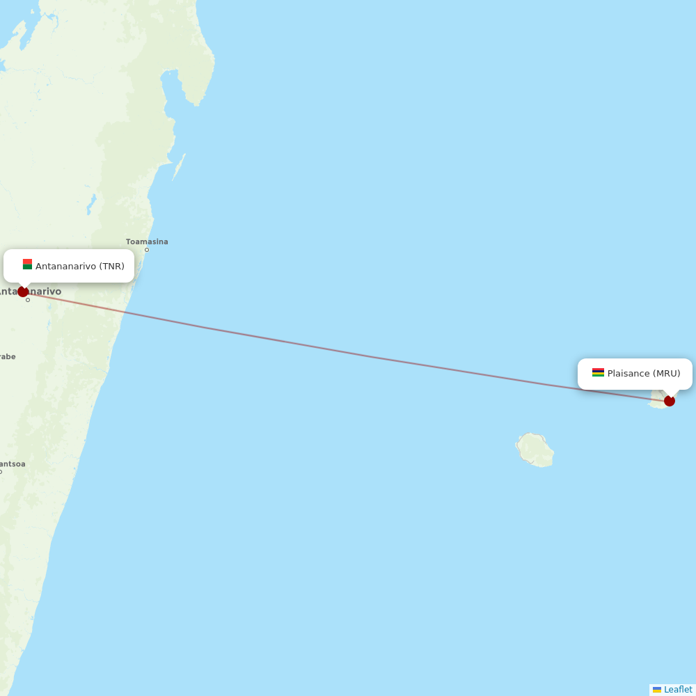 Air Mauritius at TNR route map