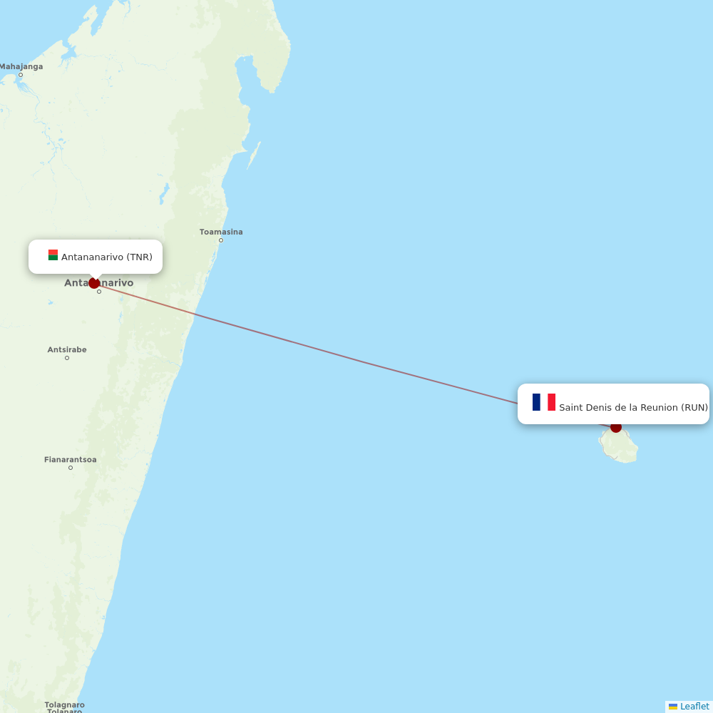 Corsair at TNR route map