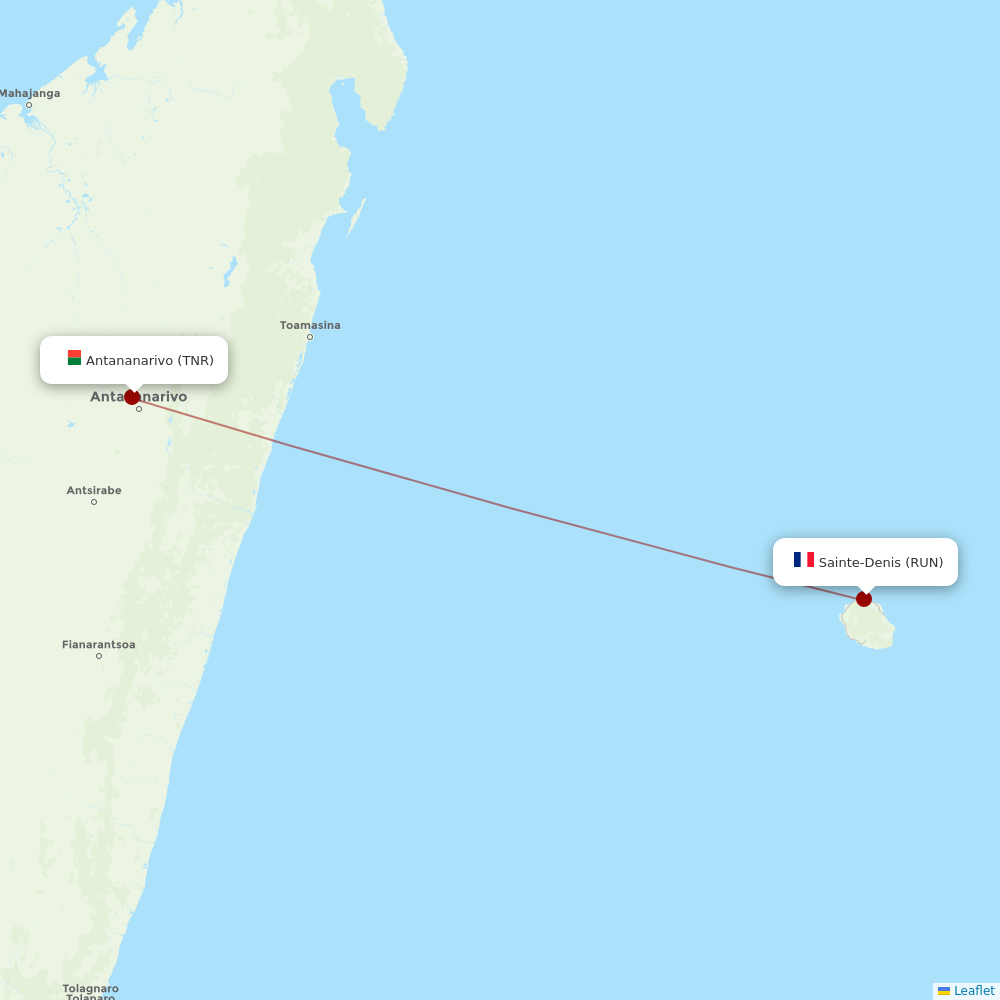 Air Austral at TNR route map