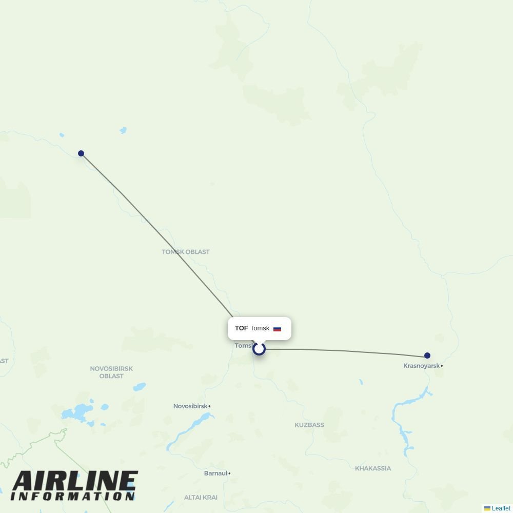KrasAvia routes from TOF