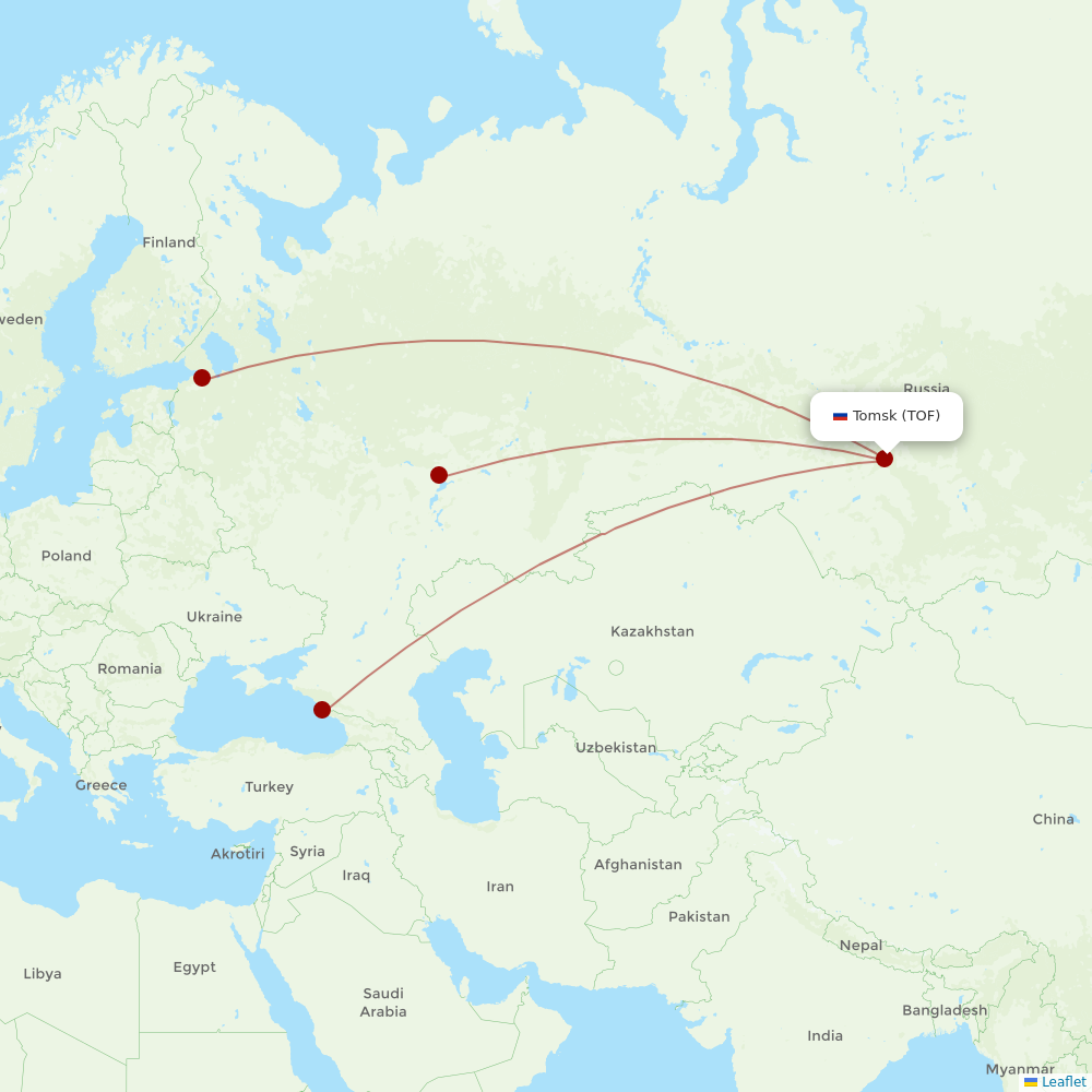 Nordwind Airlines at TOF route map