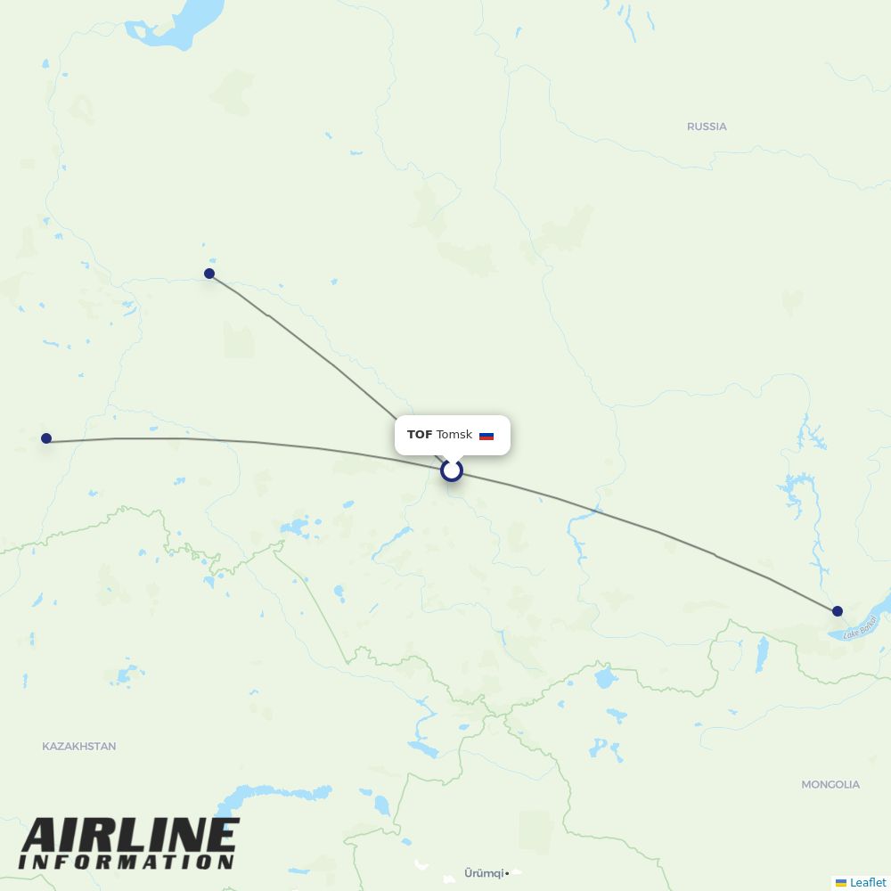 UTair routes from TOF