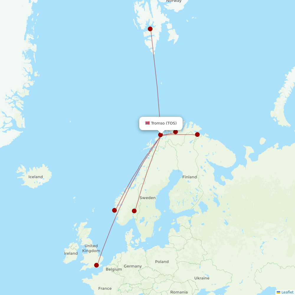 Norwegian Air at TOS route map