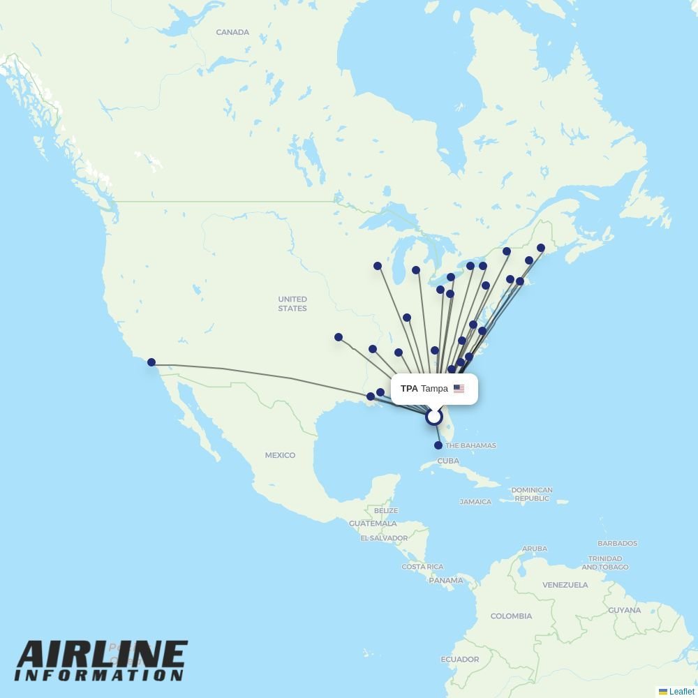 Breeze routes from TPA