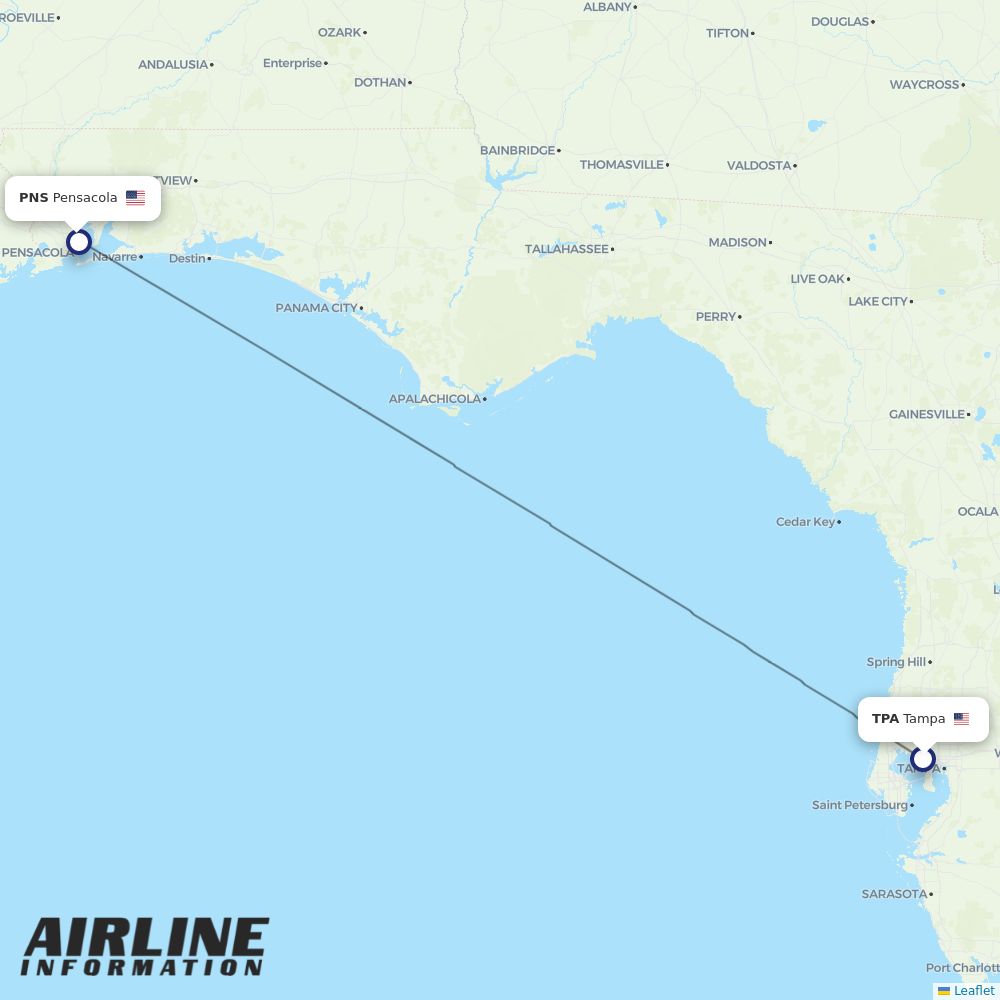 Airlines with flights from Tampa to Pensacola (TPA to PNS) Airline Information