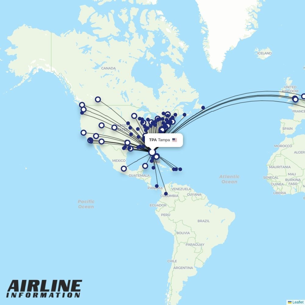 Avelo routes from TPA