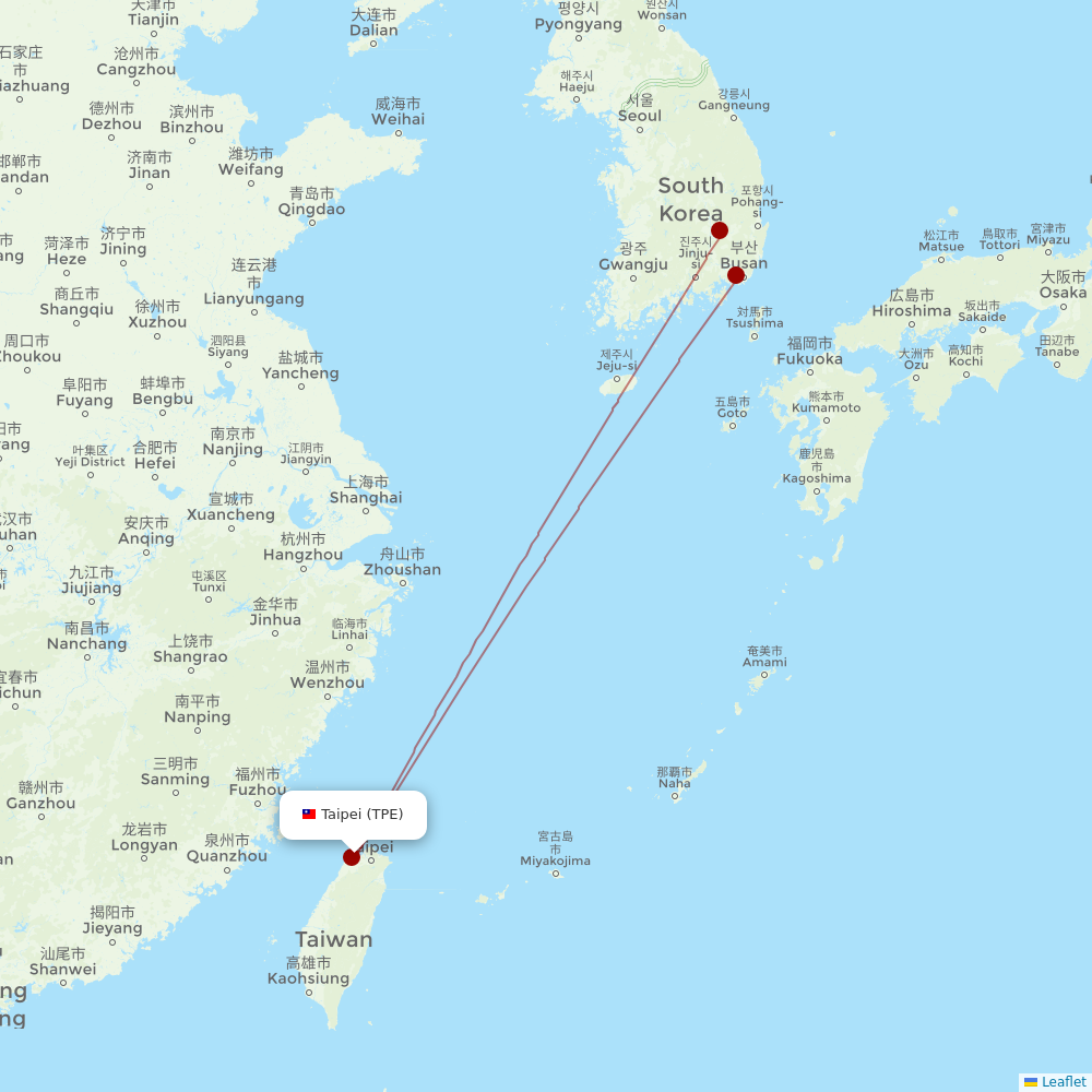 Air Busan at TPE route map