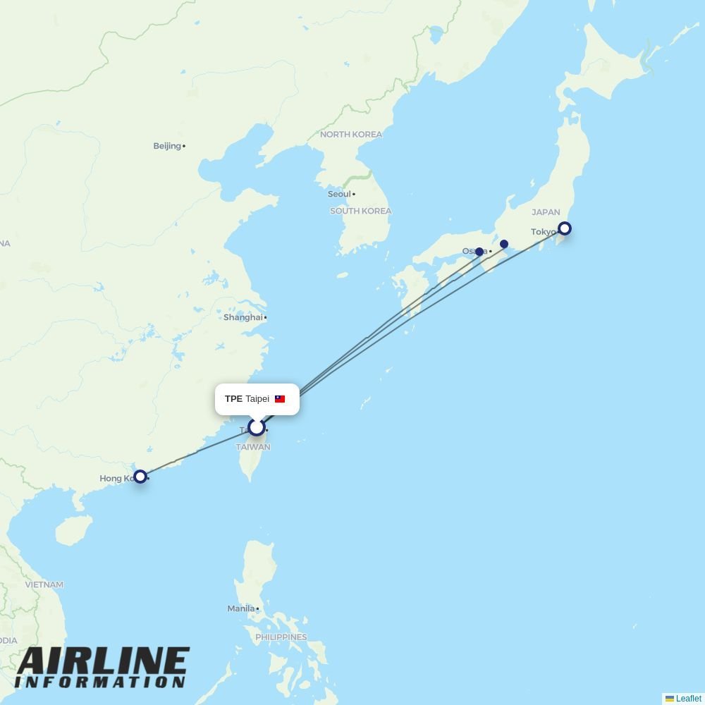 Cathay Pacific routes from TPE