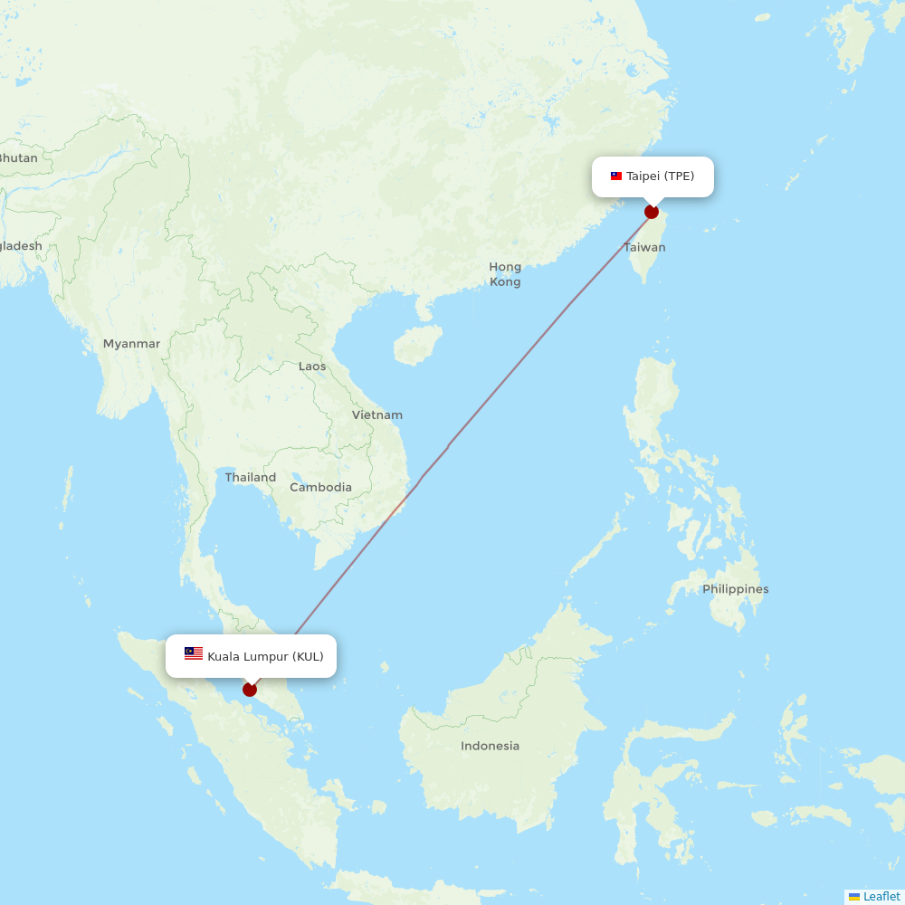 AirAsia X at TPE route map
