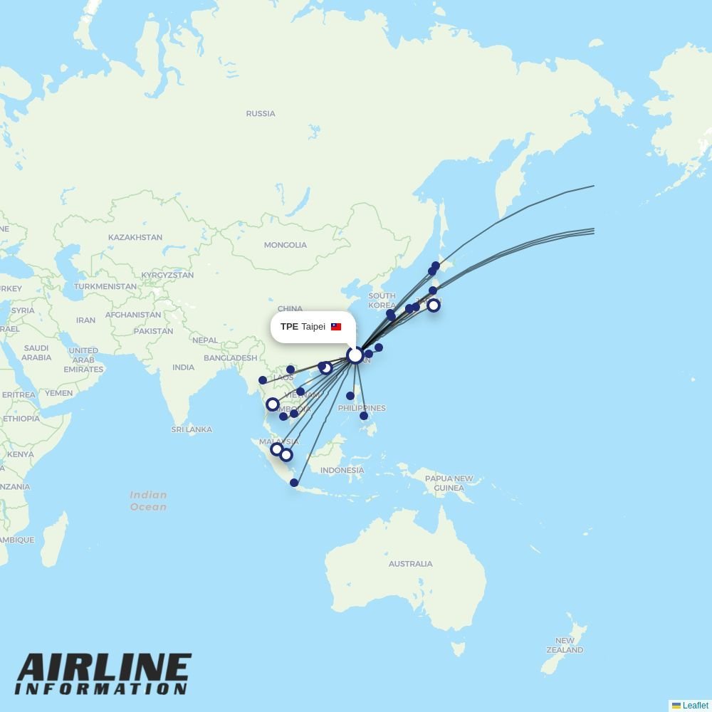 Starlux routes from TPE