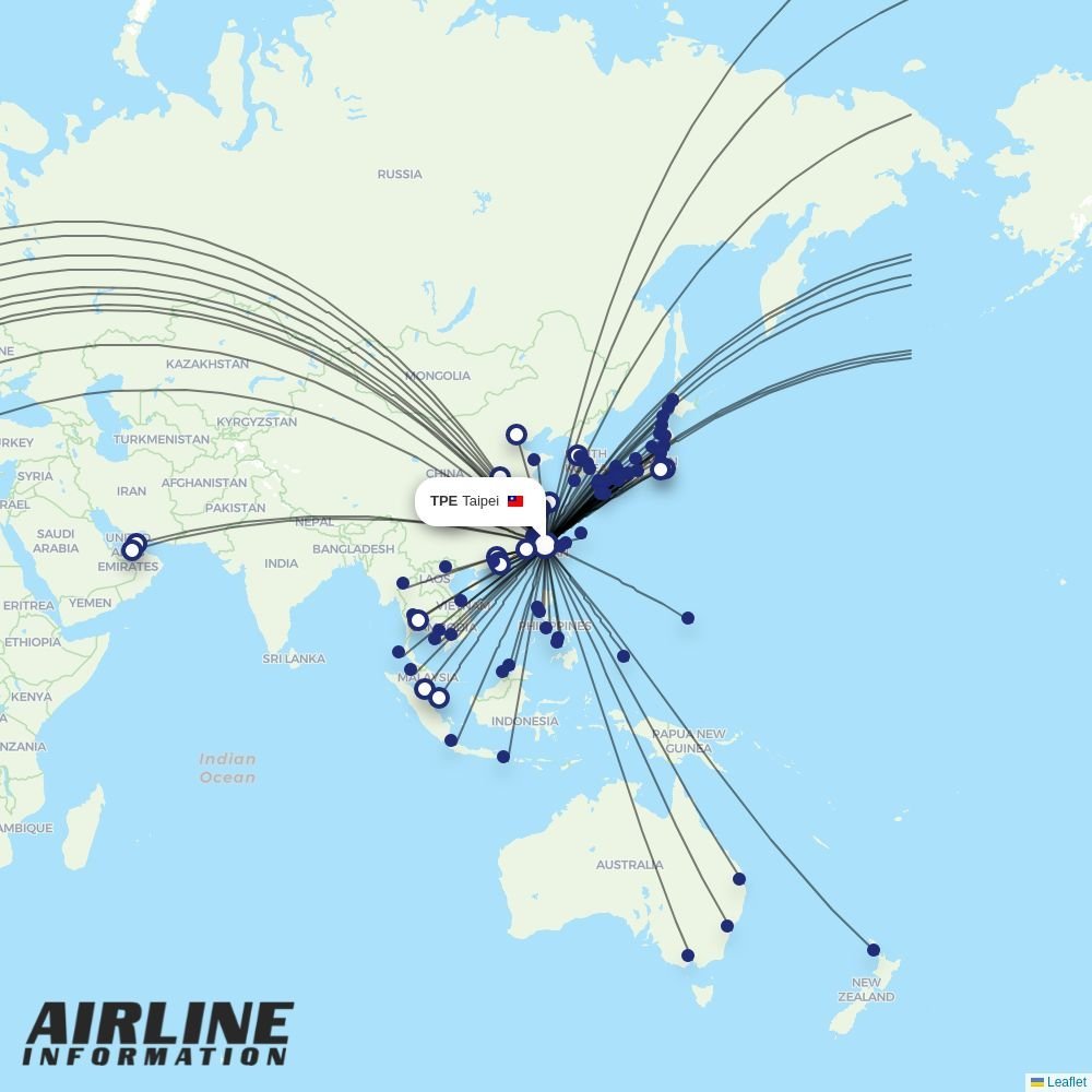 KLM routes from TPE
