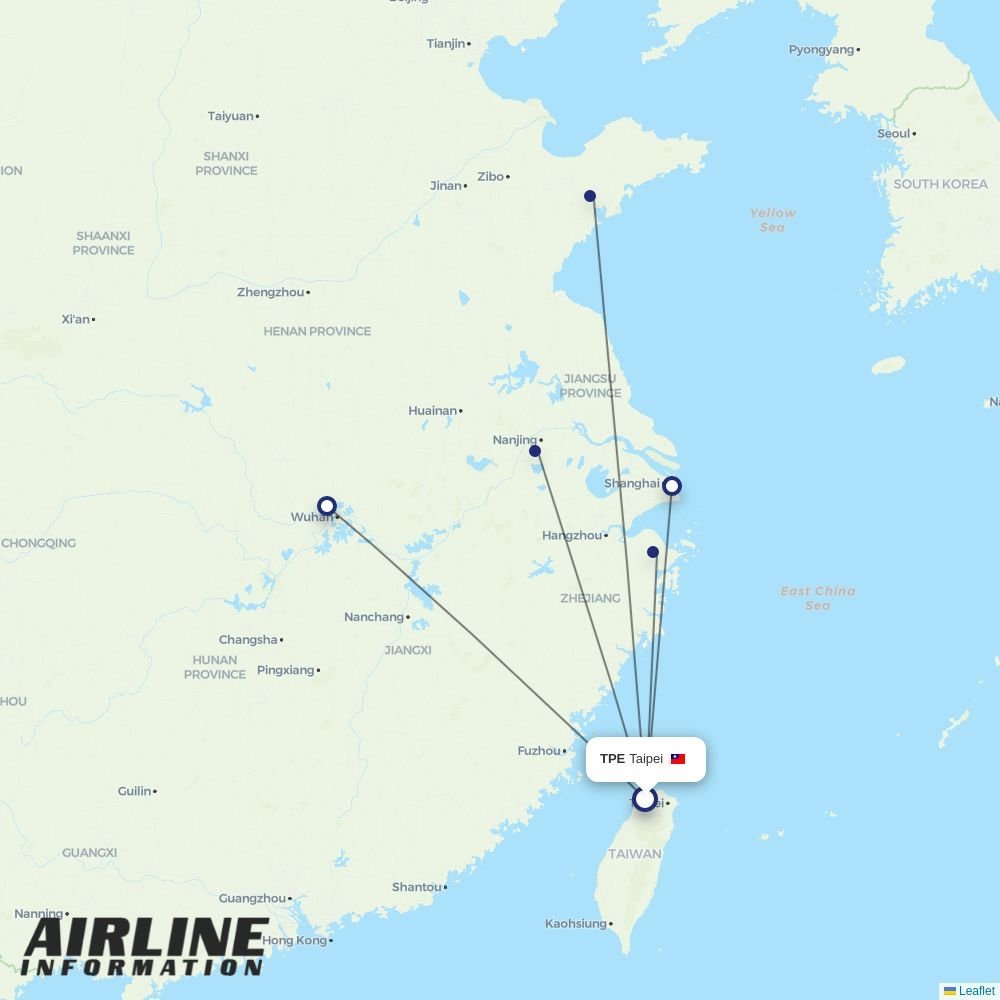 China Eastern routes from TPE