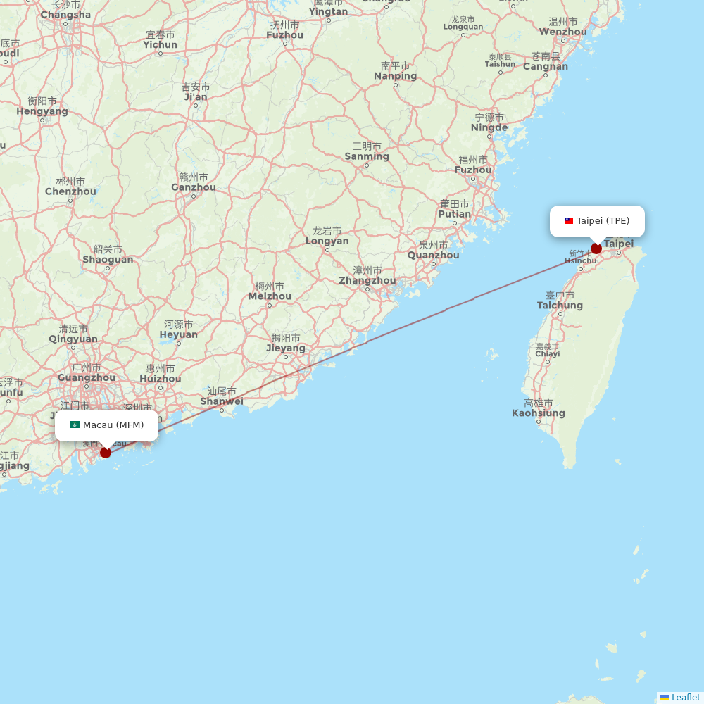 Air Macau at TPE route map