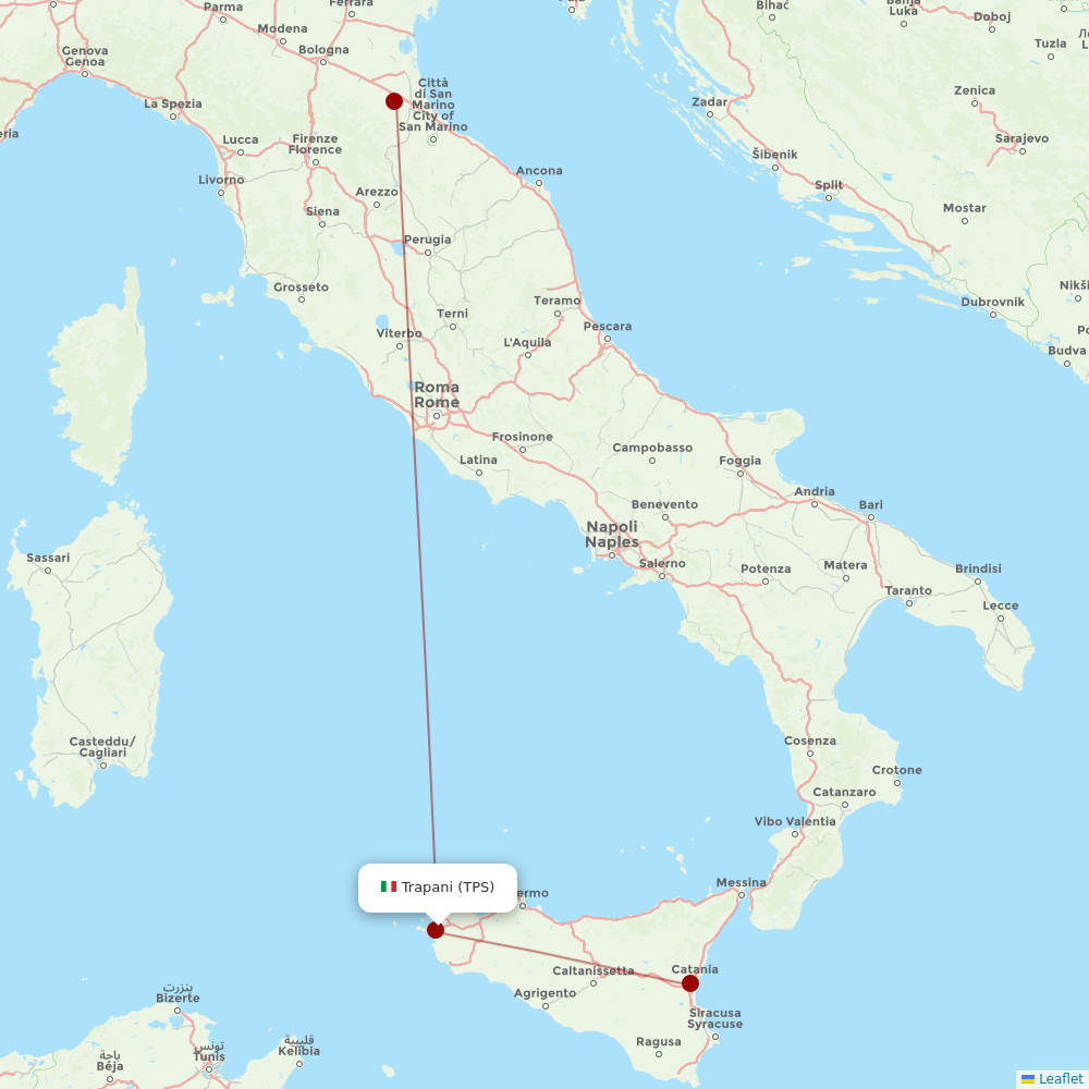 AeroItalia at TPS route map