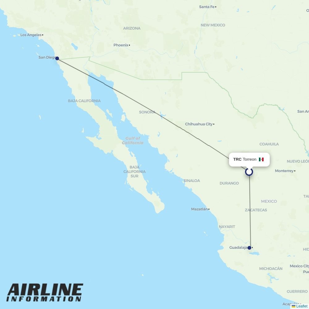 Volaris routes from TRC