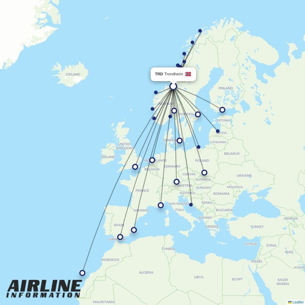 Norwegian routes from TRD