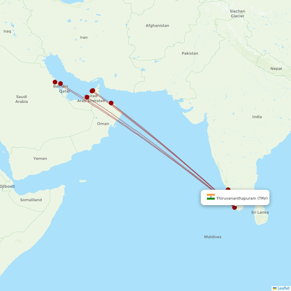 Air India Express at TRV route map
