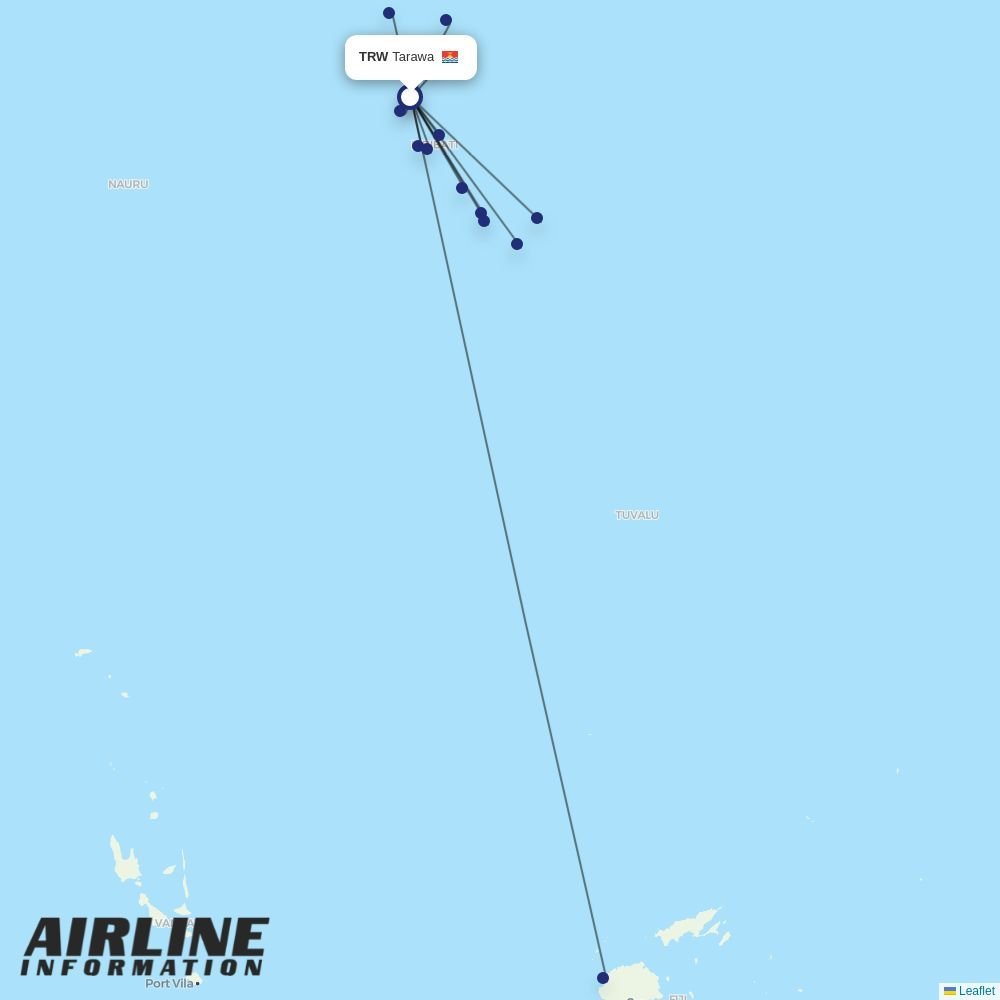 Air Kiribati routes from TRW