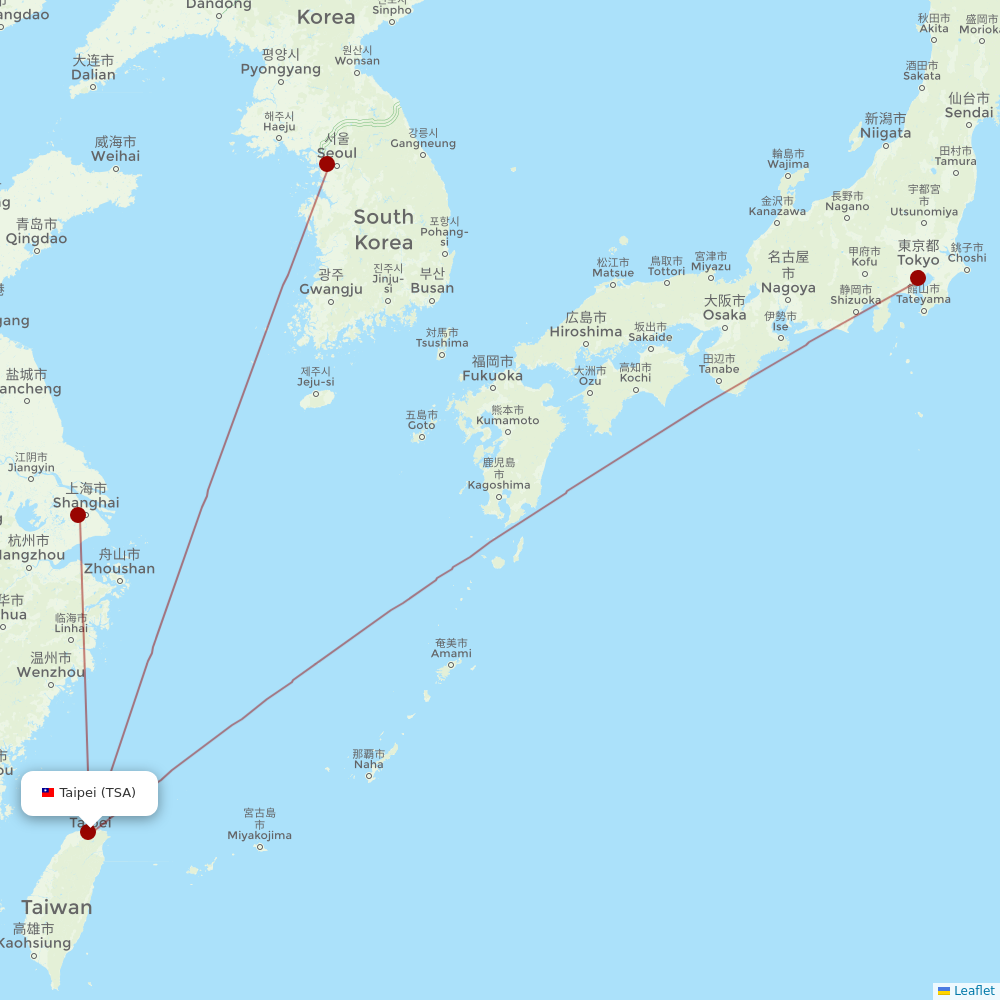EVA Air at TSA route map
