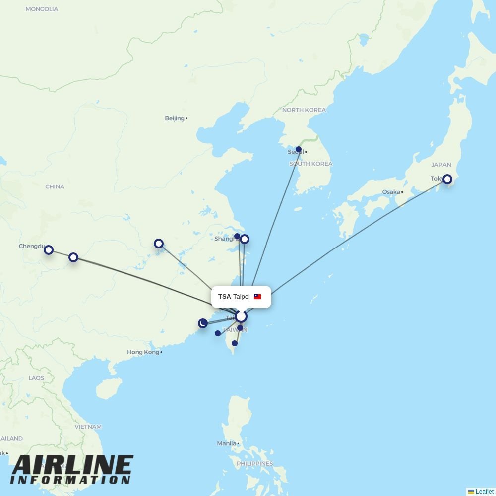 Shanghai Airlines routes from TSA